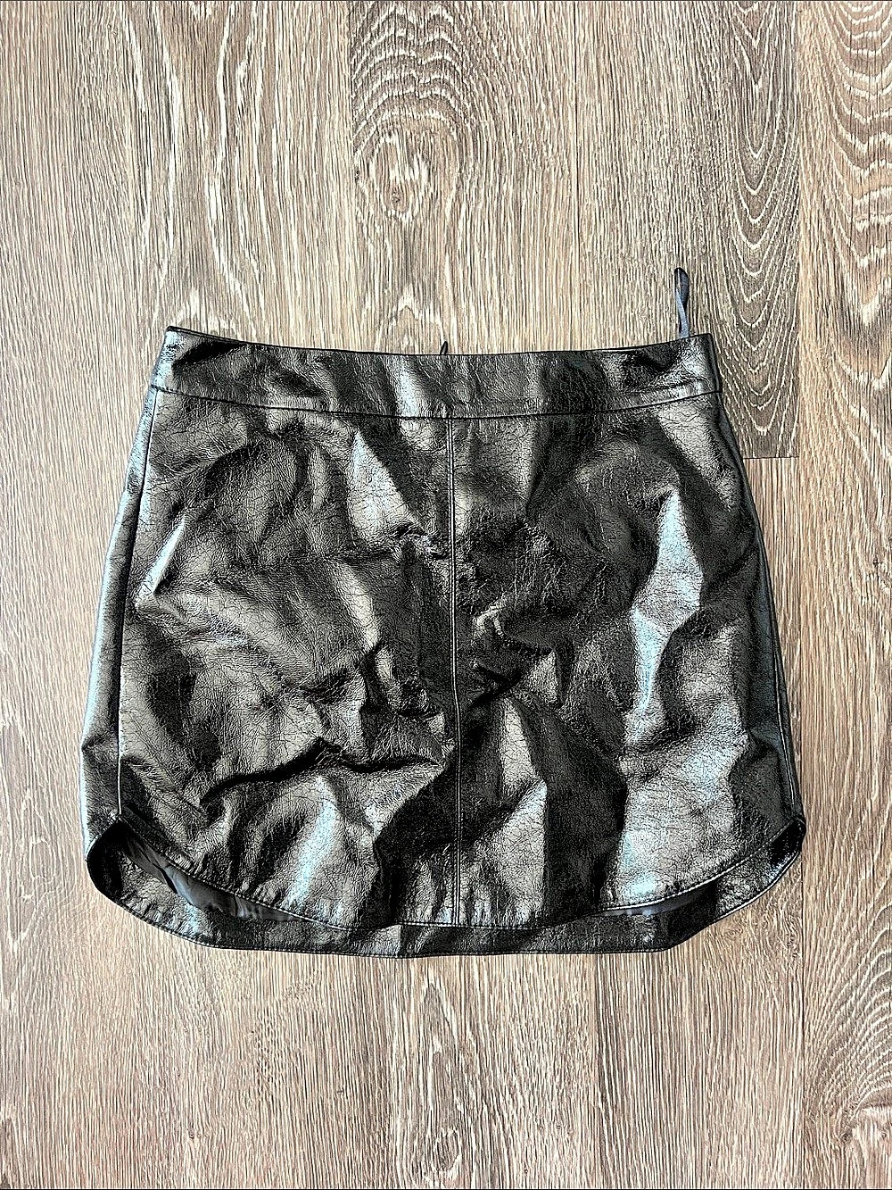 BB Dakota Retro Royalty Black Patent Vegan Leather Mini Skirt Size 4